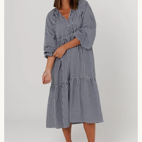 Lagoe Heritage Gingham Checkered maternity Dress - Picture 1 of 10